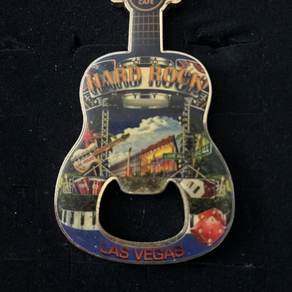 Hard Rock Cafe Las Vegas Sign Facade Dice Drums V12 Bottle Opener Guitar Magnet